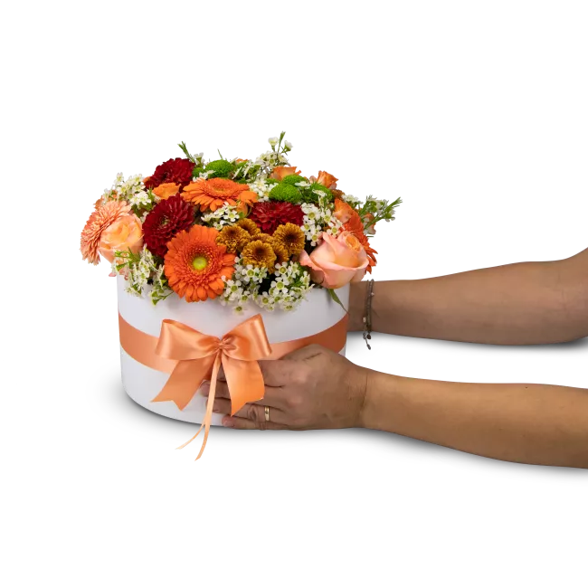 Box of orange flowers